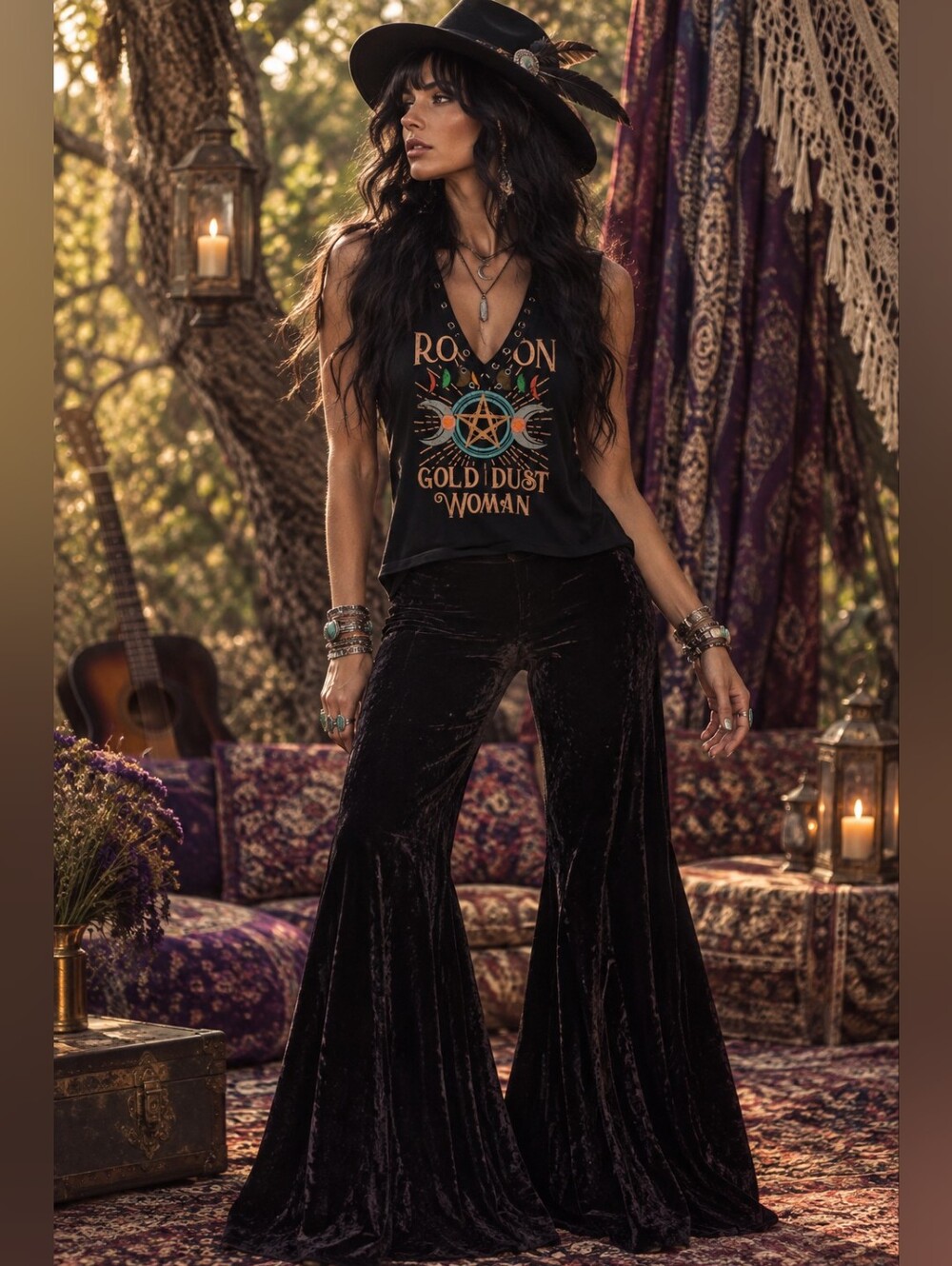 #16 Women’s Black Velvet Flared Pants
